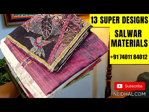 Turquoise green& mehandhi yellow floral printed fancy jute silk unstitched salwar material youtube video