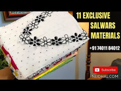 Pastel pink designer floral printed premium silk cotton unstitched salwar material, hand embroidered on yoke(lining needed)bluish grey santoon bottom, printed premium silk cotton dupatta with tassels. CODE AG241913