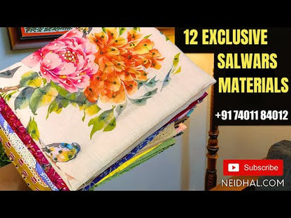 Pastel yellow pure tissue kota silk cotton unstitched salwar material, zari work on yoke, applique work on daman(lining needed)matching lining provided, NO BOTTOM, tissue kota silk cotton dupatta with rich applique work& zari borders. CODE MY252715