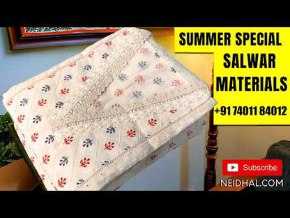 Green premium dabu cotton unstitched salwar material,ajrak yoke patch and kalamkari work,hand embroidery & mirror work on front(soft,lining optional)kalamkari cotton bottom, kalamkari printed mul cotton dupatta. JL260217