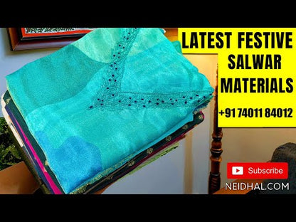 Light brownish maroon pure cotton unstitched salwar material (lining optional) floral printed allover, zari lines & fancy buttons on yoke, matching cotton bottom, brush paint work on chiffon dupatta. OC252102