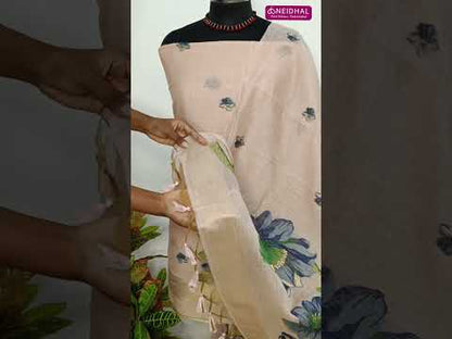 Rich beige jamdani woven premium silk cotton unstitched salwar material, gold tissue border on daman(thin, lining needed)matching santoon bottom, jamdani woven premium silk cotton full length dupatta with hand made tassels. CODE SP250603