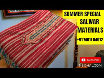 Dark teal green chanderi silk cotton unstitched salwar material, floral printed all over,(lining needed) spun cotton bottom, digital printed full length premium chanderi silk cotton dupatta with  tissue borders. OC261301