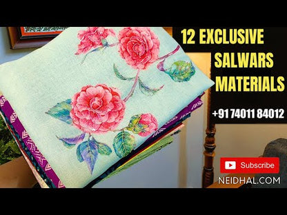 Black original wax batik dyed pure cotton unstitched salwar material, thread &faux mirror work on yoke(lining needed)batik dyed pure cotton bottom, batik dyed pure mul cotton full length dupatta. CODE MY252103