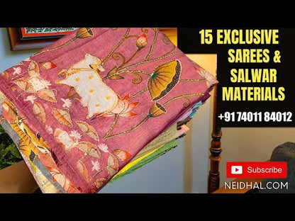 Mehandhi yellow pure kantha cotton unstitched salwar material, block printed yoke patch with real mirror work(lining needed)maroon cotton bottom, block printed pure cotton dupatta(TAPINGS NEEDED). Code AP251405