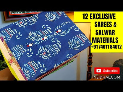 Light turquoise green jakard cotton unstitched salwar material, batik dyed yoke patch(lining optional)blue batik dyed cotton bottom, batik dyed full length cotton dupatta. CODE MR250608