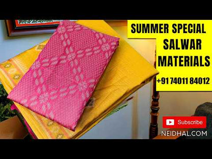 Designer leafy green premium silk unstitched salwar material, thread weaving on front,(lining needed) silky bottom, rich weaving silk cotton dupatta with contrast pallu. AG261304