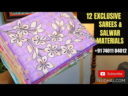 Dark purple original bandhini dyed pure cotton unstitched salwar material(lining needed)dark mossy green original bandhini dyed cotton bottom, original bandhini dyed dual shaded pure cotton dupatta(TAPINGS NEEDED). CODE MR251218