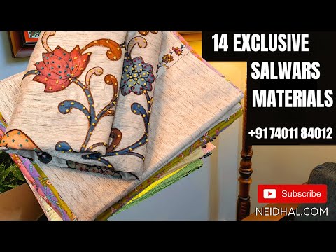 Rich beige designer premium silk cotton unstitched salwar material printed yoke with thread work youtube video