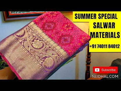 Black Pure kantha cotton unstitched salwar material,schiffli work and brush paint on yoke,(Lining optional)matching cotton bottom,brush paint work on pure kota cotton dupatta. MY262415