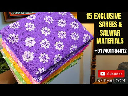 White base floral printed pure soft cotton unstitched salwar material(thin fabric, lining needed)pink pure cotton bottom, printed pure kota cotton dupatta. Code AP252414