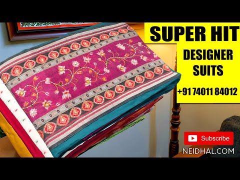 CODE DC241002 : Multi color digital printed premium silk cotton unstitched salwar material, hand embroidered on front(lining needed)onion pink silk cotton bottom, digital printed fancy soft silk cotton dupatta with printed borders.