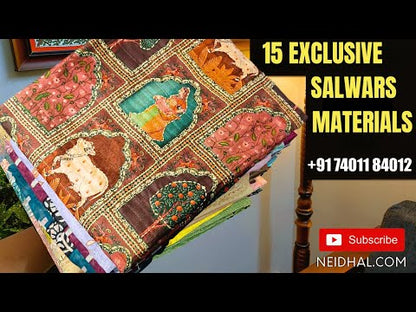 Light purple designer digital printed pure linen unstitched salwar material, thread& bead work on yoke(thin, lining needed)matching santoon bottom, digital printed pure linen short width dupatta. CODE AG250715