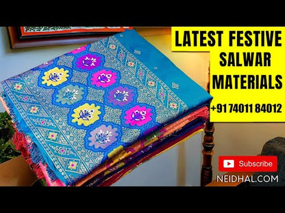 Black Jam cotton unstitched salwar material (lining optional) multicolor digital print, faux mirror work on yoke, matching coton bottom, multicolor digital print silk cotton dupatta. DC251320