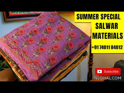 PREORDER SHIPPING AFTER 15 DAYS  Dark brown digital printed mogra chanderi unstitched salwar material (Crinkled, Lining Needed) No Bottom, digital printed mogra chanderi dupatta. SP260402