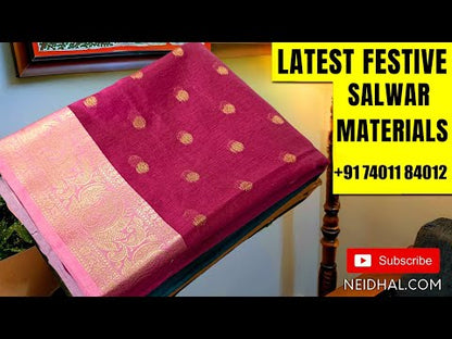 Dark coffee Brown liquid fabric unstitched salwar material, embroidered on front(lining needed)matching liquid fabric bottom, digital printed soft mixed cotton dupatta. JA261106