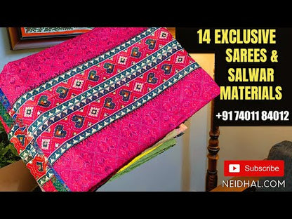 CODE WS1194 : Bottle green banarasi viscous georgette saree with antique gold zari woven buttas all over,zari woven pallu and rich zari woven pallu(lightweight)contrast rani pink blouse with zari woven buttas with borders