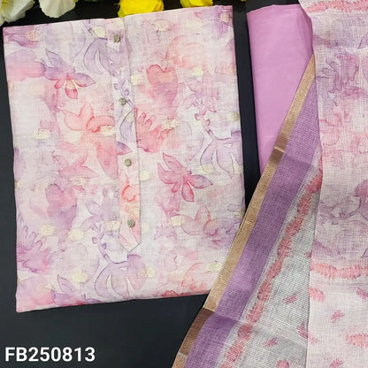 CODE FB250813: Printed fancy kota silk cotton unstitched salwar material fancy buttons on yoke zari buttas all