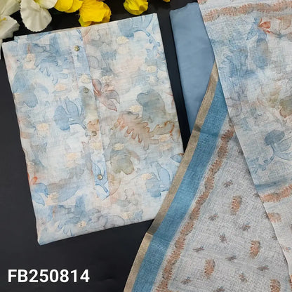 CODE FB250814: Printed fancy kota silk cotton unstitched salwar material fancy buttons on yoke zari buttas all