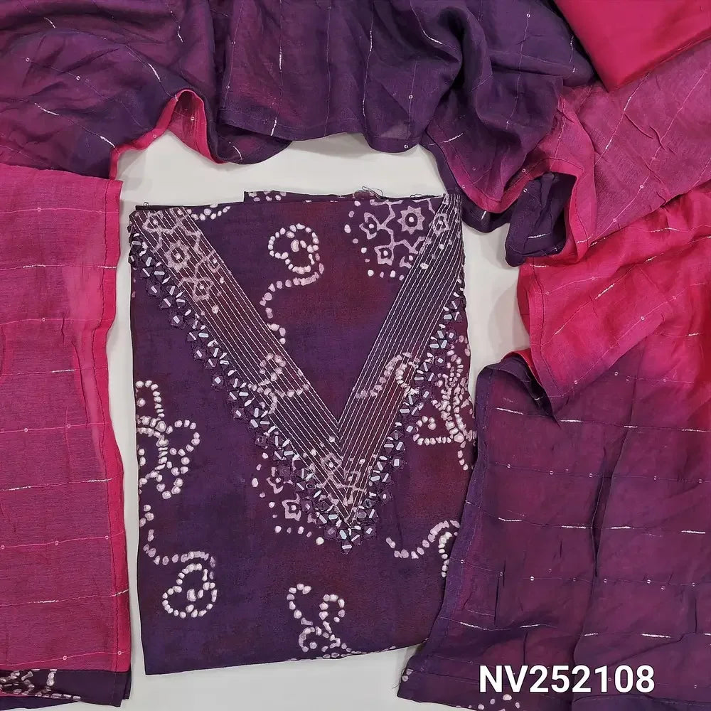 purple and marron tint bandhini printed modal maslin silk salwar material nv252108-Neidhal
