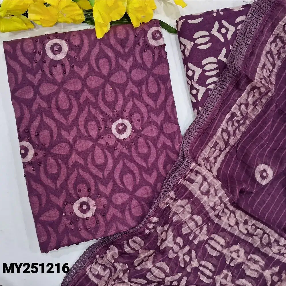 Purple batik jakard cotton salwar material my251216-Neidhal