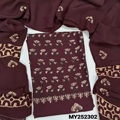 Purple block printed maslin salwar material my252302-Neidhal