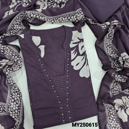 Purple cotton semi stitched salwar material my250615-Neidhal