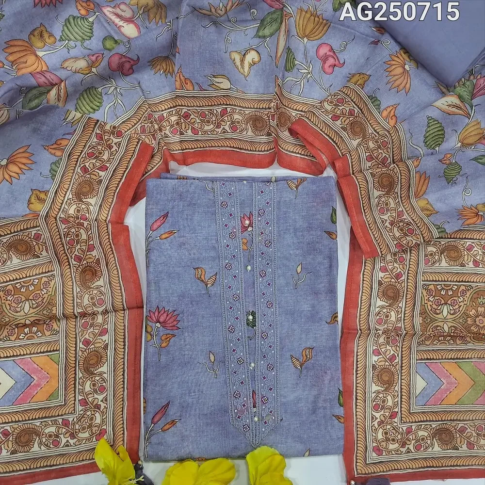 Purple designer digital printed pure linen salwar material ag250715-Neidhal