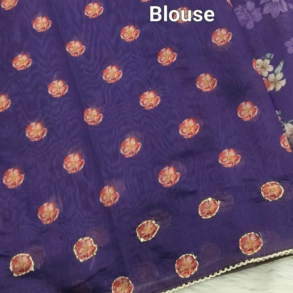 Purple designer digital printed soft silk cotton saree ns100-Neidhal