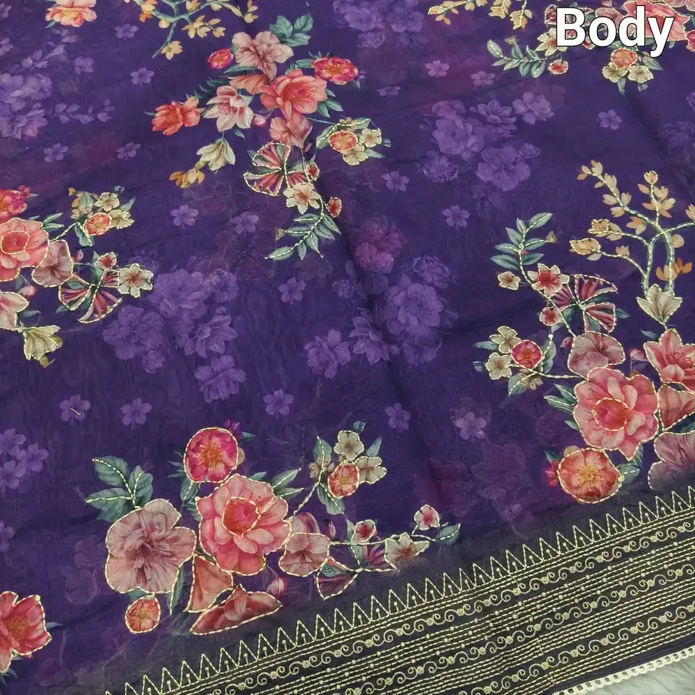 Purple designer digital printed soft silk cotton saree ns100-Neidhal