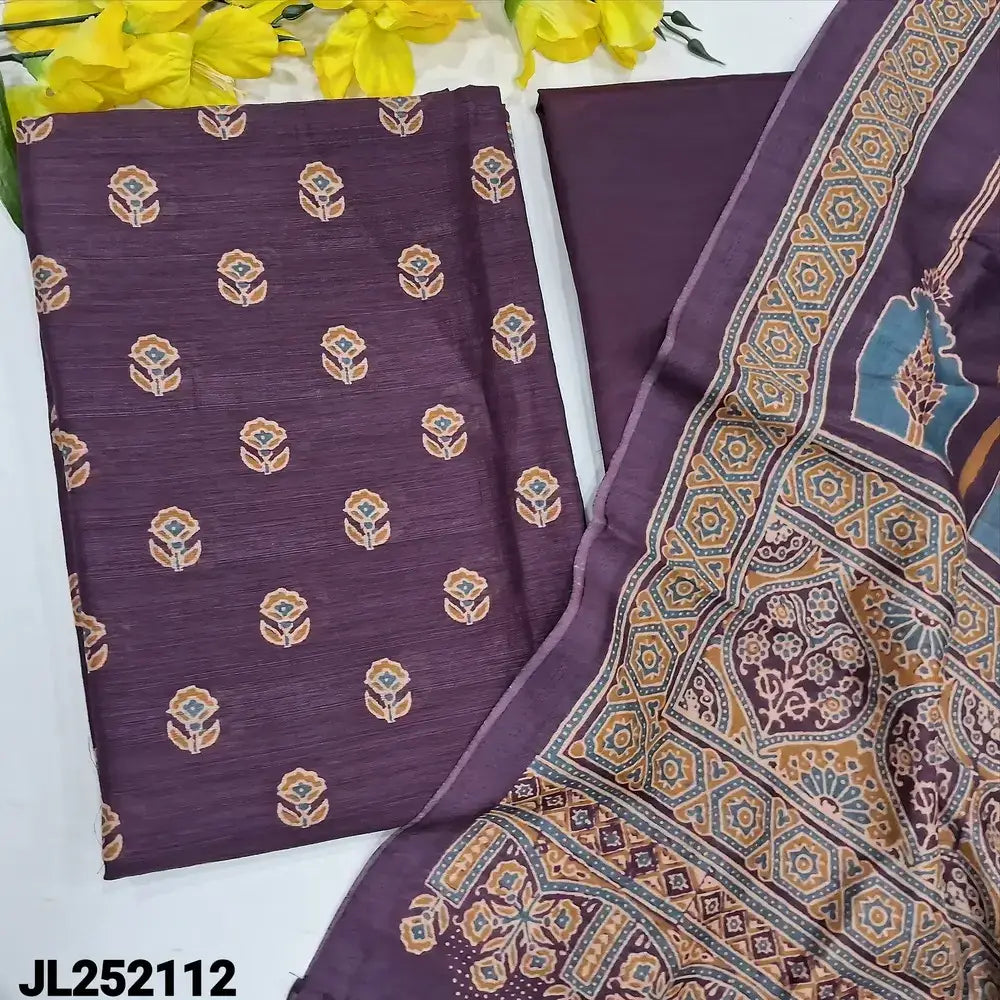 Purple designer floral printed semi jute silk salwar material jl252112-Neidhal