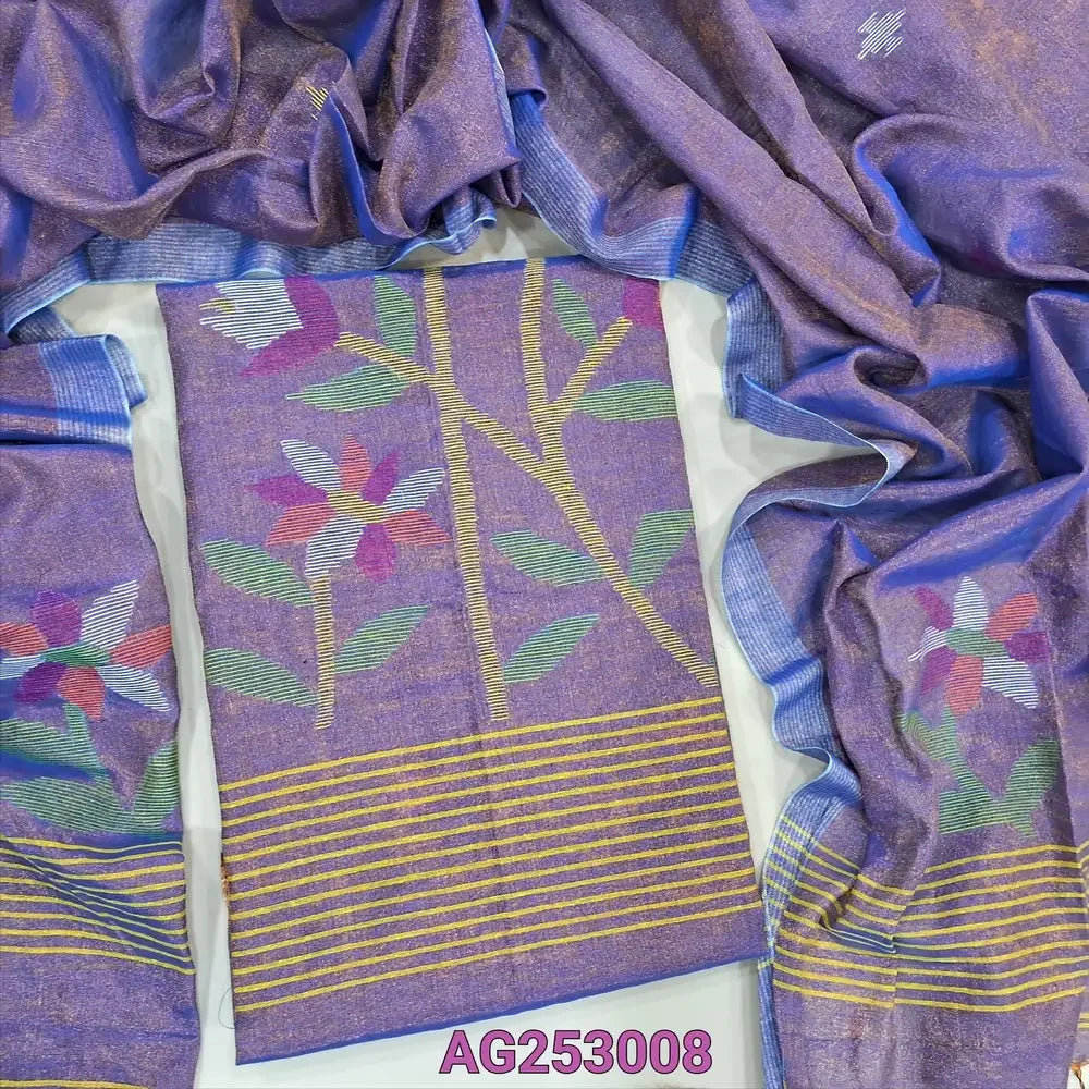 Purple designer jamdani woven tissue linen salwar material ag253008 Neidhal
