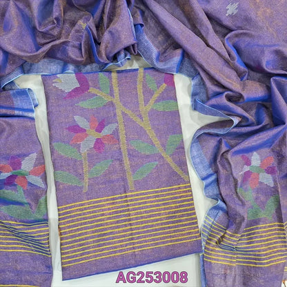 Purple designer jamdani woven tissue linen salwar material ag253008 Neidhal