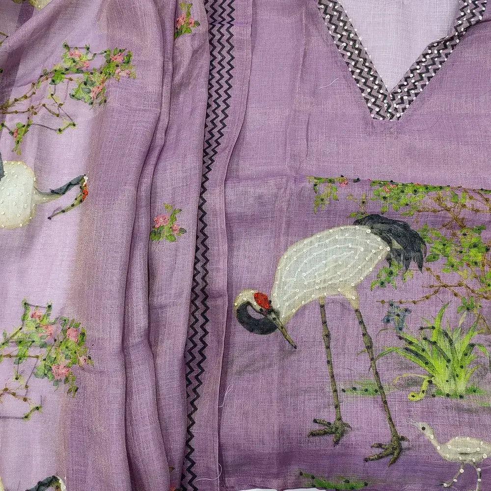 Purple designer tissue linen salwar material ap252301-Neidhal