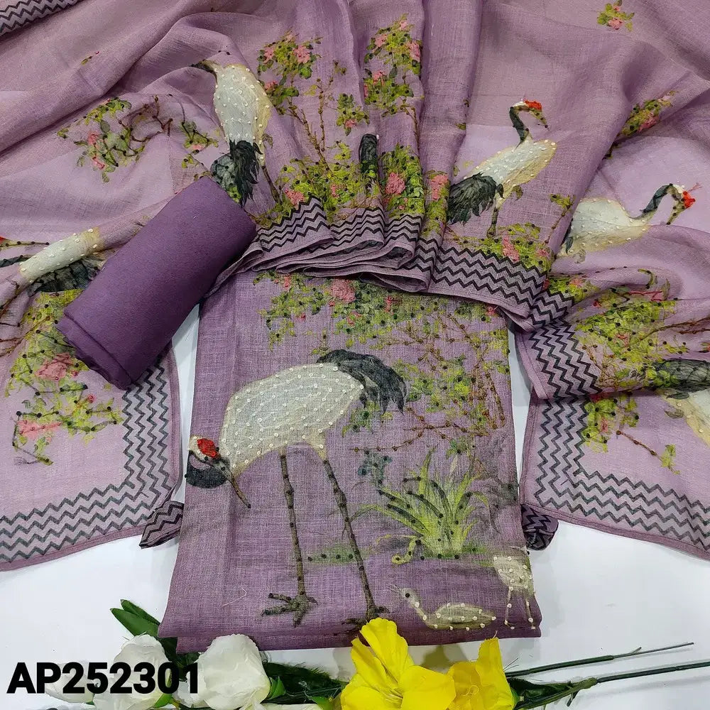 Purple designer tissue linen salwar material ap252301-Neidhal