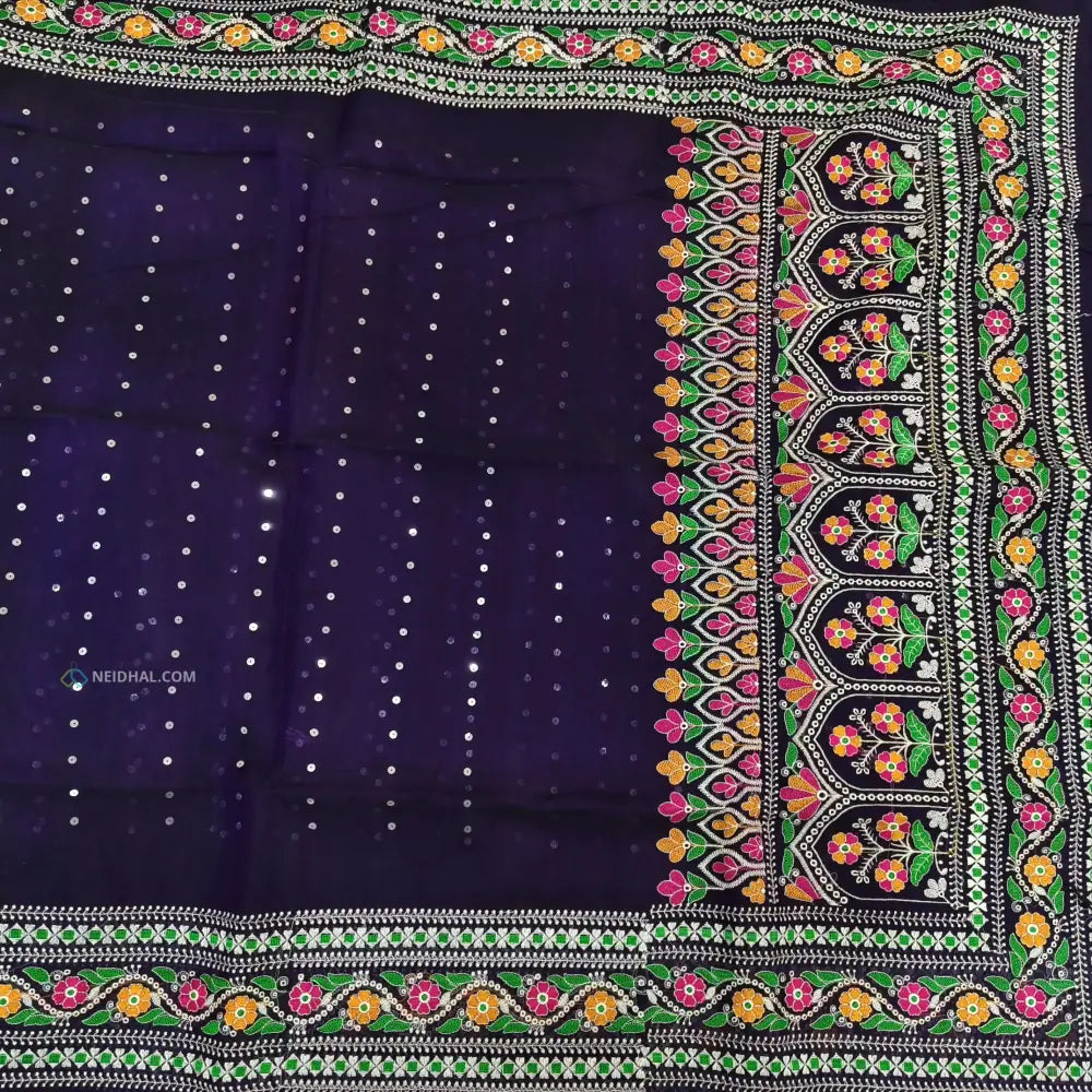 CODE NS23: Purple designers premium organza saree(thin& light weight)sequins weaved along with zari all over