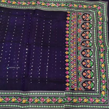 CODE NS23: Purple designers premium organza saree(thin& light weight)sequins weaved along with zari all over