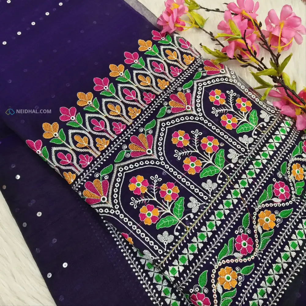 CODE NS23: Purple designers premium organza saree(thin& light weight)sequins weaved along with zari all over