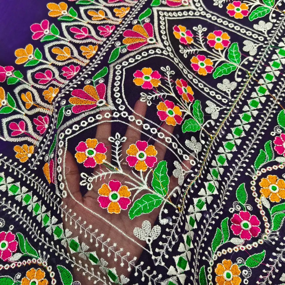 CODE NS23: Purple designers premium organza saree(thin& light weight)sequins weaved along with zari all over