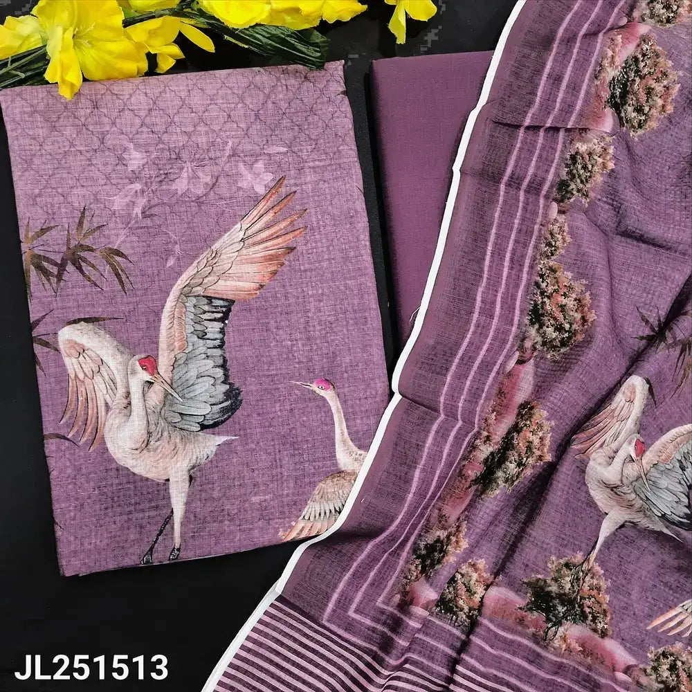 Purple digital printed semi linen salwar material jl251513-Neidhal