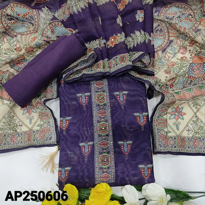 Purple digital printed silk cotton salwar material ap250606-Neidhal