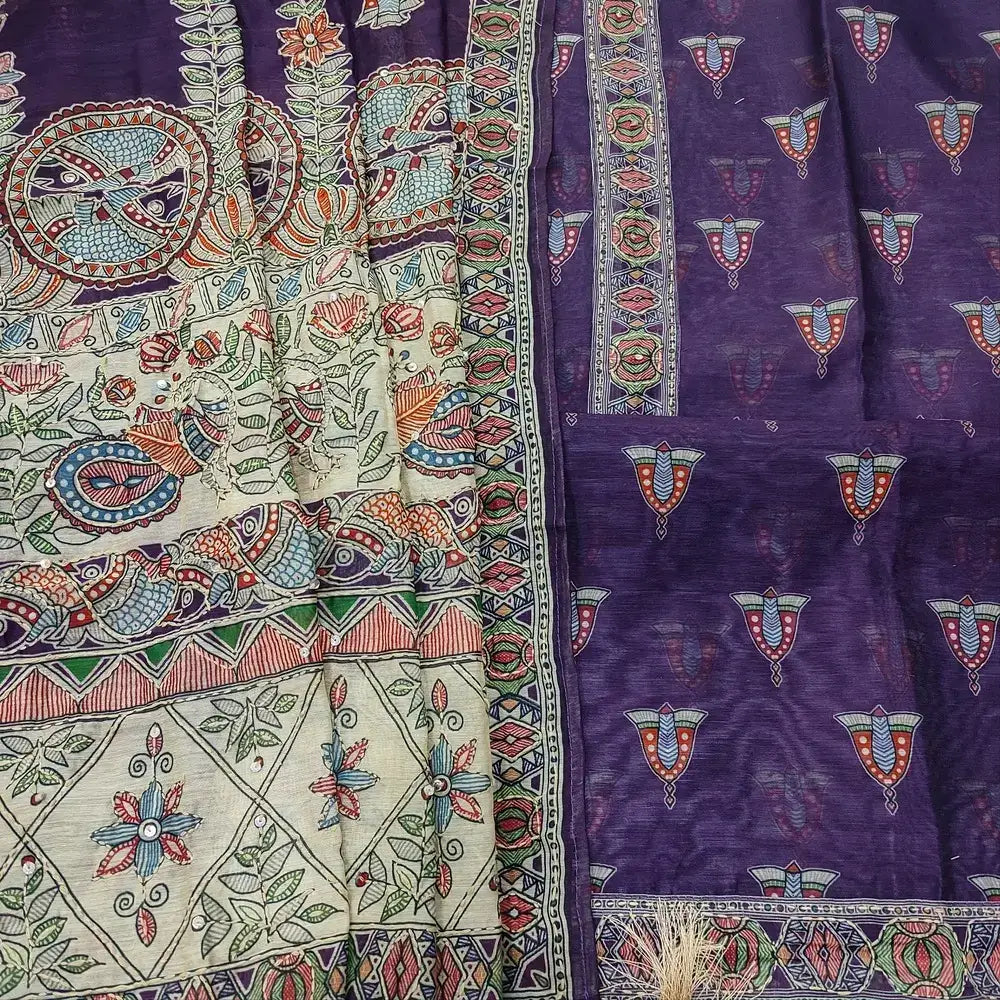 Purple digital printed silk cotton salwar material ap250606-Neidhal
