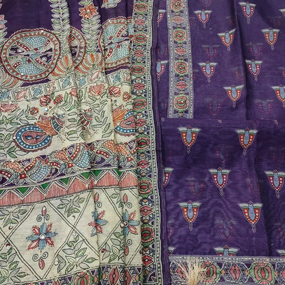 Purple digital printed silk cotton salwar material ap250606-Neidhal