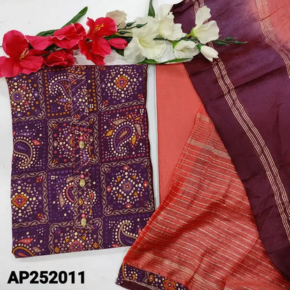 Purple digital printed silk cotton salwar material ap252011-Neidhal