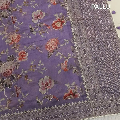 Purple digital printed soft silk cotton saree ns205-Neidhal