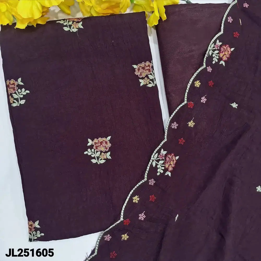 Purple fancy crinkled silk cotton salwar material jl251605-Neidhal