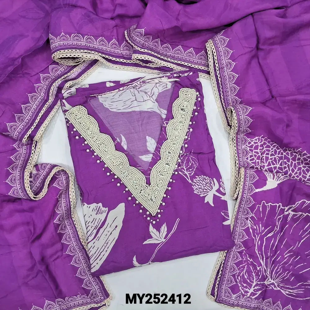 Purple floral printed muslin silk salwar material my252412-Neidhal