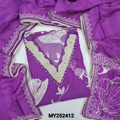 Purple floral printed muslin silk salwar material my252412-Neidhal