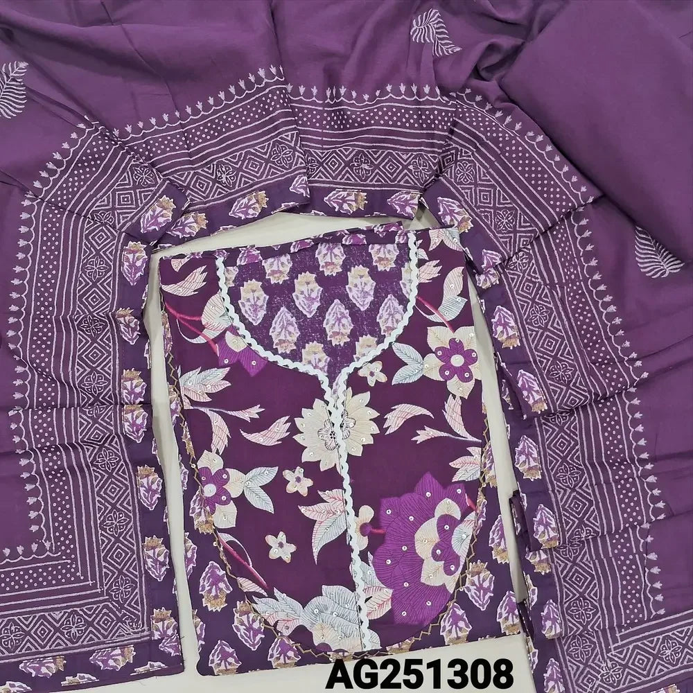 Purple floral printed pure cotton salwar material ag251308-Neidhal