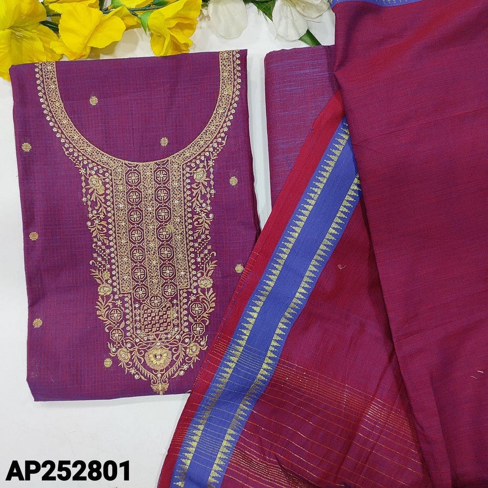 Purple handloom cotton salwar material ap252801-Neidhal